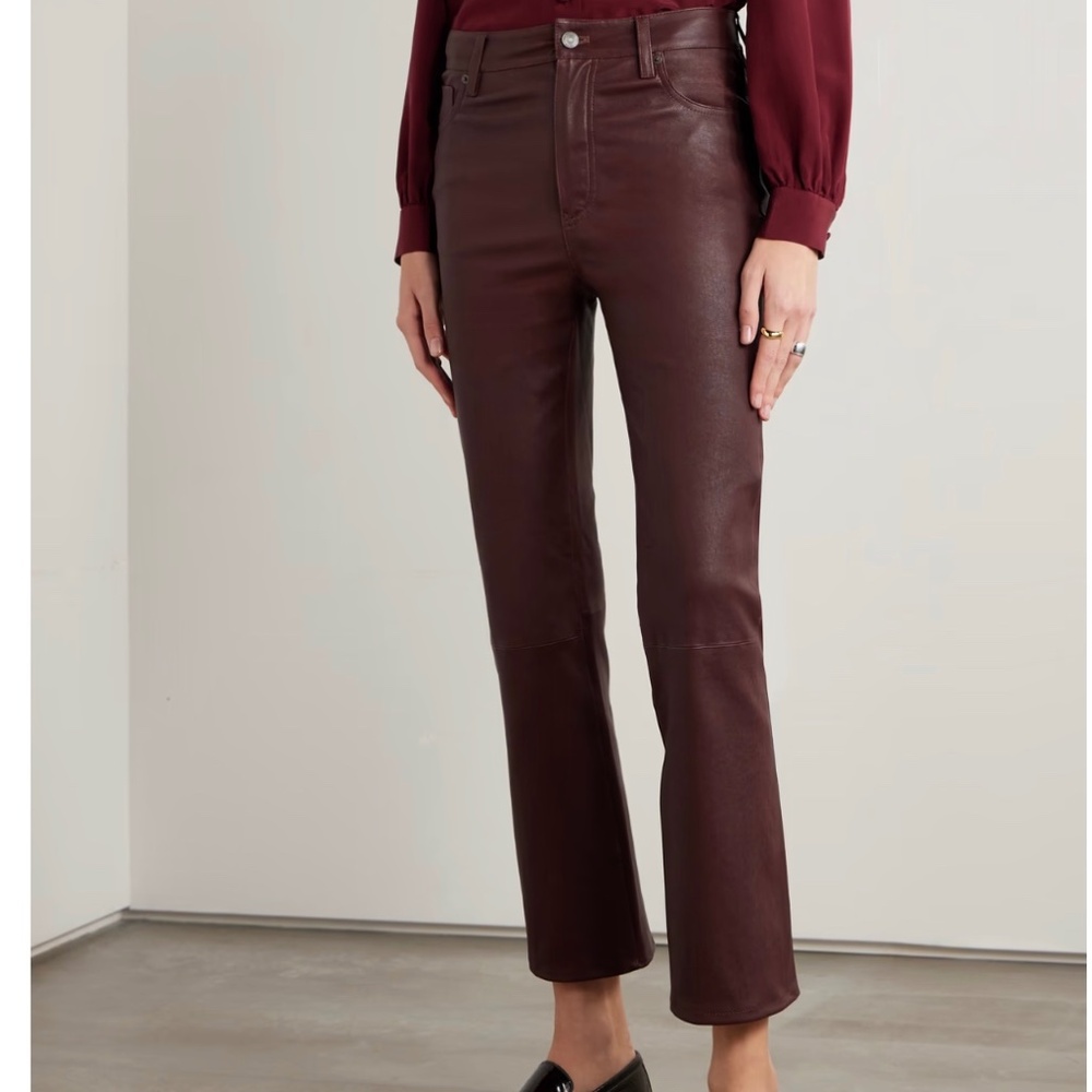 Frame Le Crop Mini Boot Leather Pants, Women's Size 27